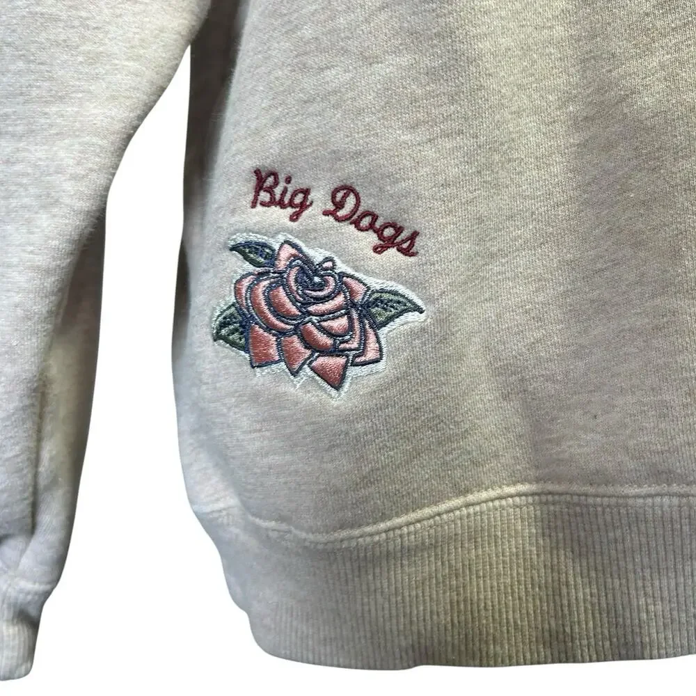 Big Dogs Embroidered Attitude Sweatshirt Patchwork Y2K Beige Medium - Picture 11 of 14